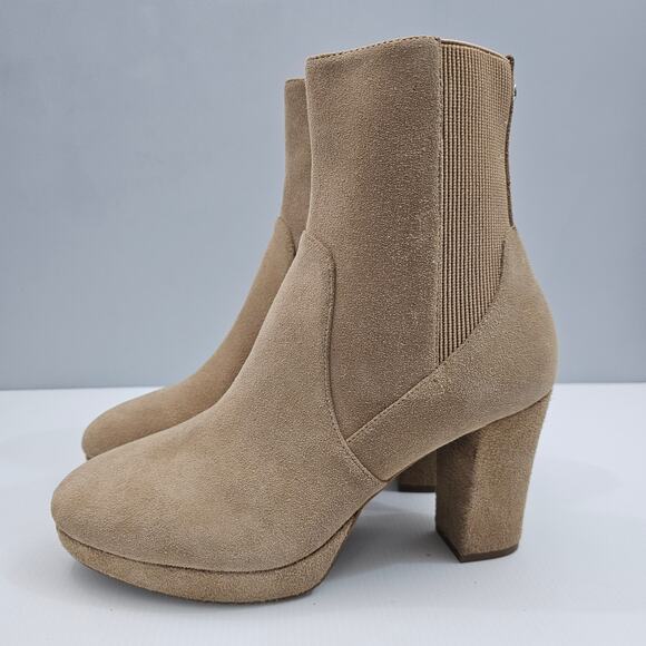 Donald Pliner Labell Ankle Boot Womens 9 Tan Suede Platform Heel Fall Fashion - Picture 15 of 15